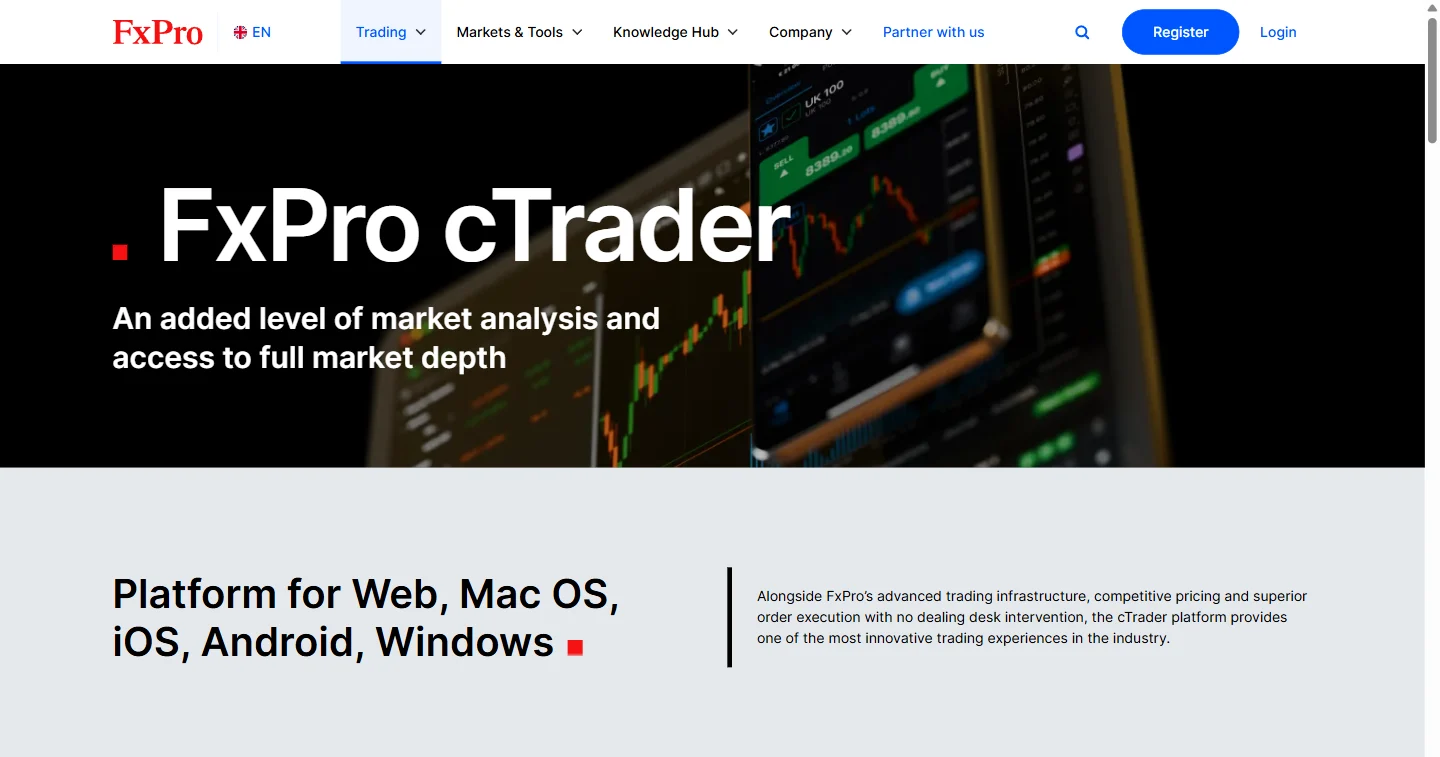 หน้า cTrader ของโบรกเกอร์เอง